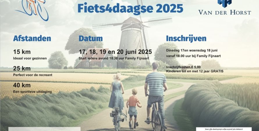 Vier avonden genieten tijdens de Fijnaartse Fietsvierdaagse